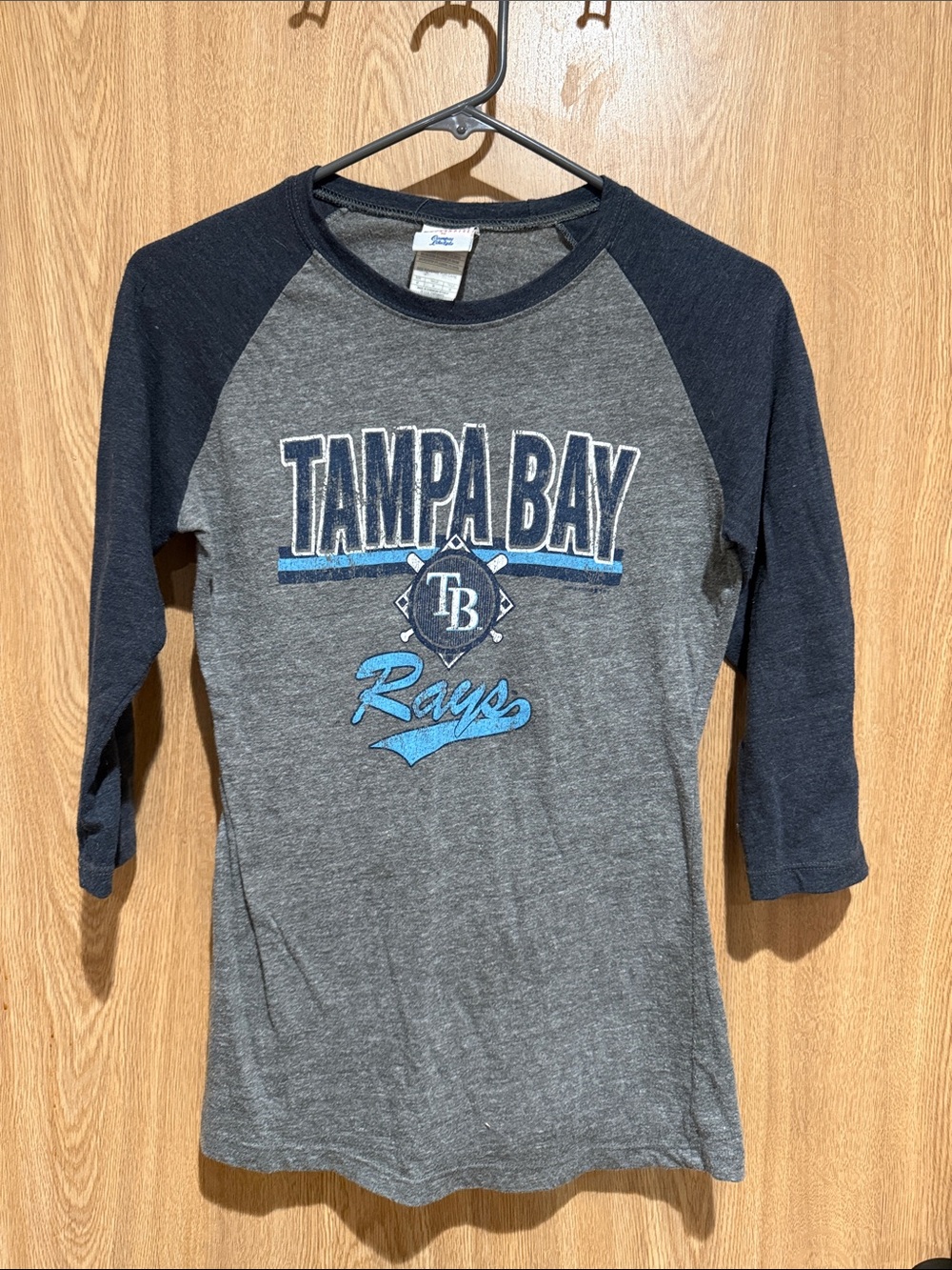 Tampa Bay Rays Women's Raglan Long Sleeve Tee - Gray & Navy